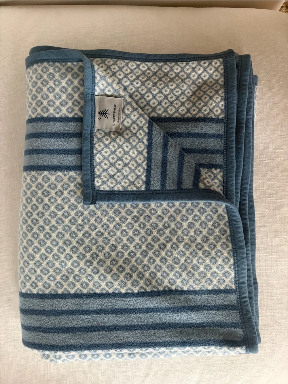Reversible Blue Geometric Throw Blanket by
